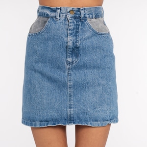 90s Jean Skirt Stone Wash Denim Mini Skirt Jeans Blue High Waisted