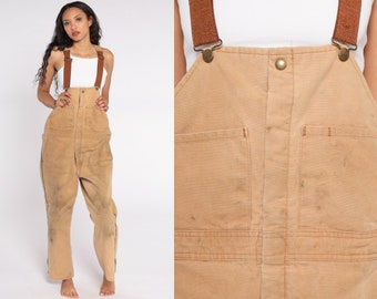 Walls Insulated Overalls Blizzard Pruf Coveralls Workwear Brown Baggy Bib Pants Work Wear Long Cargo Vintage Dungarees Men's Medium Short