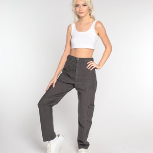 Grey Cargo Pants Y2k Straight Leg Pants Workwear Work Pants High Waisted Rise Streetwear Normcore Basic Vintage 00s Johnson Small S image 3