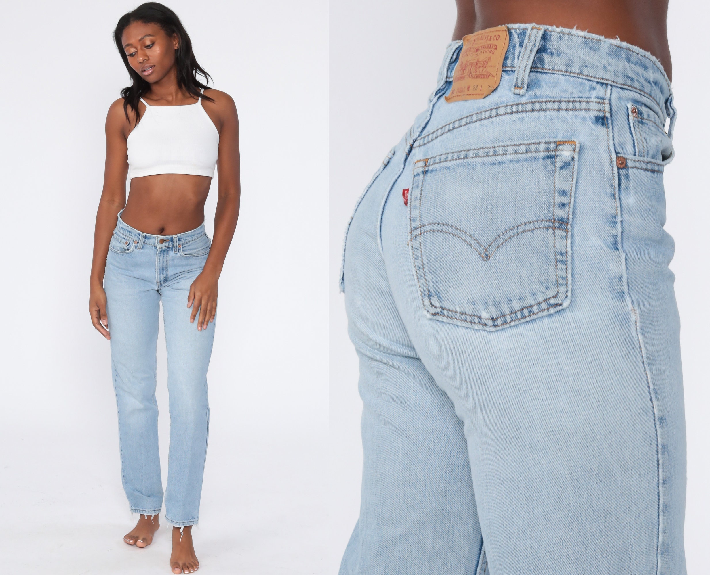 Levi Mom Jeans 26 Mid Rise Waist Jeans 80s Levis Jeans 555 Levis Blue Jeans  High Waist Denim Pants Tapered Jeans 1980s Vintage Small