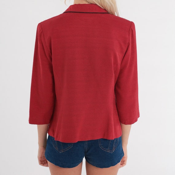 Floral Blazer Jacket Red Embroidered Jacket 80s B… - image 5
