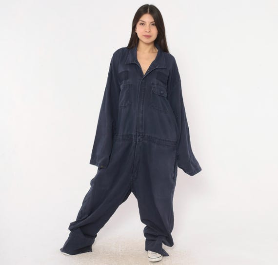 Y2K Distressed Coveralls Big Bill Cotton Workwear Jumpsuit Long Sleeve Baggy Utility Boilersuit Mechanic Flight Suit Unisex Extra Large XL