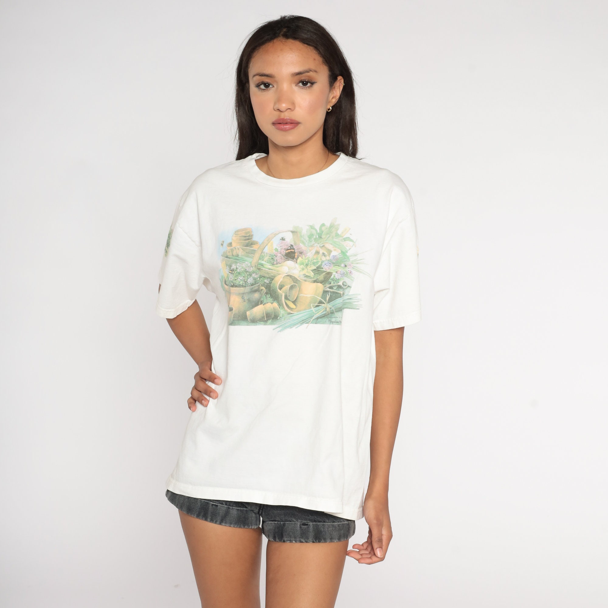 Gardening T Shirt 90s Butterfly Garden Shirt Floral Shirt Flower Print ...