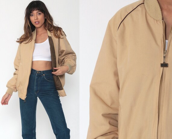 tan windbreaker jacket