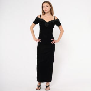 Off Shoulder Black Velvet Dress - Etsy
