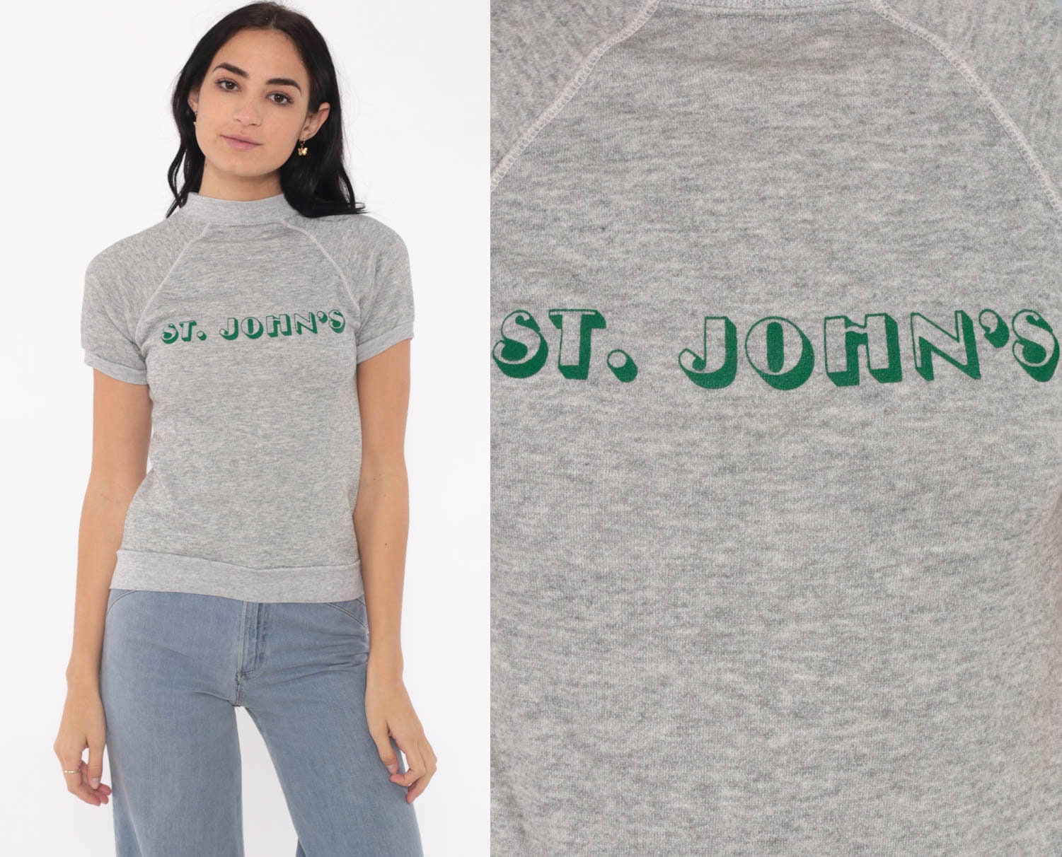 St John's Shirt Short Sleeve Sweatshirt 80s Grey Shirt Slouchy ...