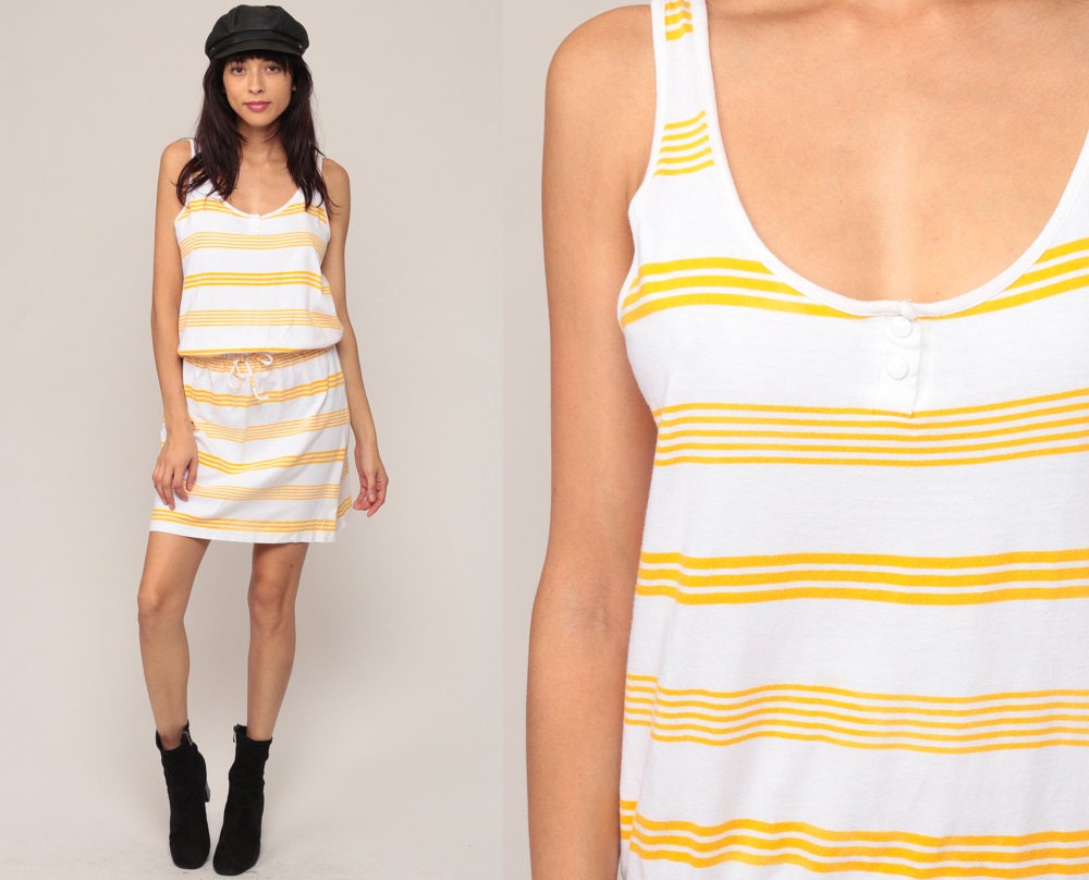 yellow and white striped sundress
