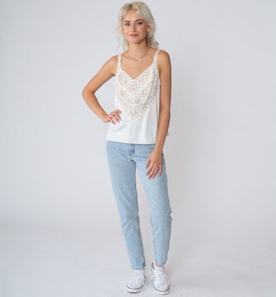 White Lace Camisole 90s Cami Lingerie Tank Top Sheer … Gem