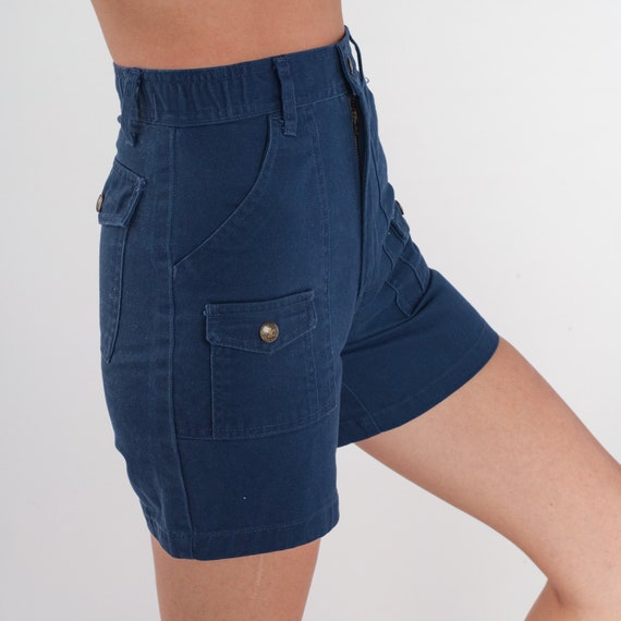 Boy Scout Shorts 80s Navy Blue Cargo Shorts High Waisted Rise Trouser Shorts Boy Scout USA Retro Summer Vintage 1980s 2xs xxs
