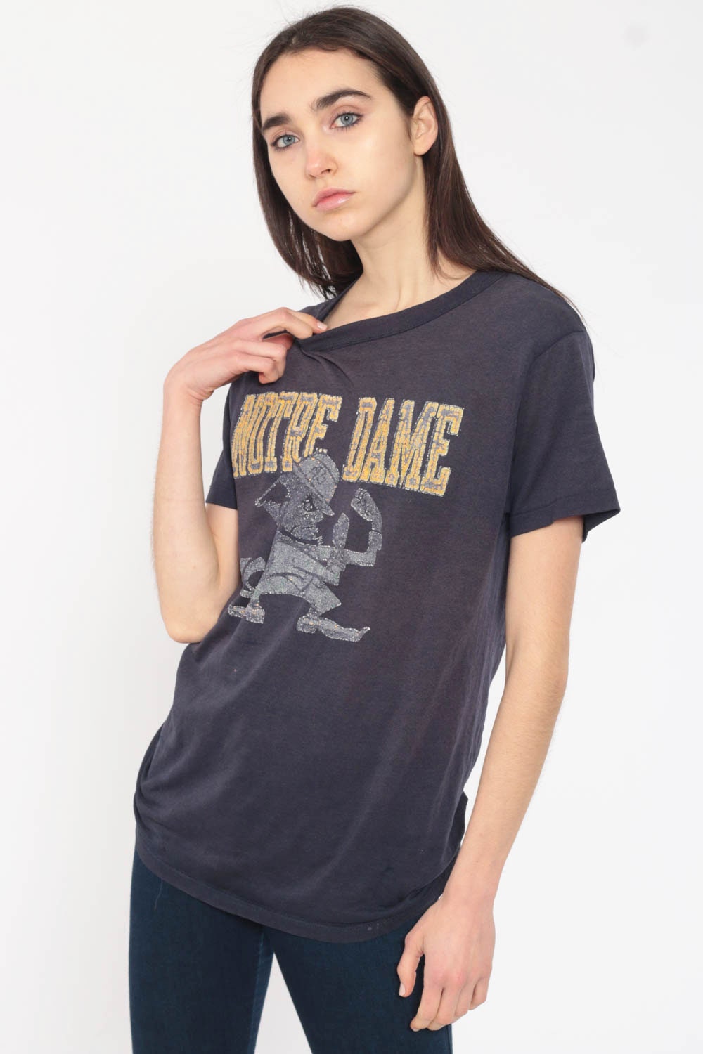 Vintage Notre Dame Shirt Distressed Champion College Football Tshirt