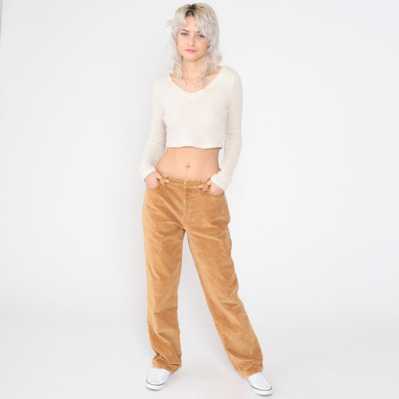 Brown Corduroy Pants Y2K Trousers Tan Straight Leg Trousers St. John's Bay Pants 00s Mid Rise Pants Vintage Small 6