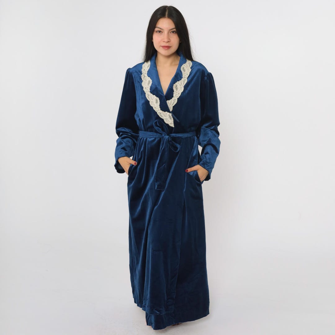 1980s vintage dressing gown robe, Slinky white jersey polyamide wrap front housecoat
