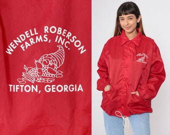 Vintage Wendell Roberson Farms Jacket 80s Tifton Georgia Snap Up Windbreaker Jacket Uniform Dagger Collar 1980s Dunbrooke Work Large L