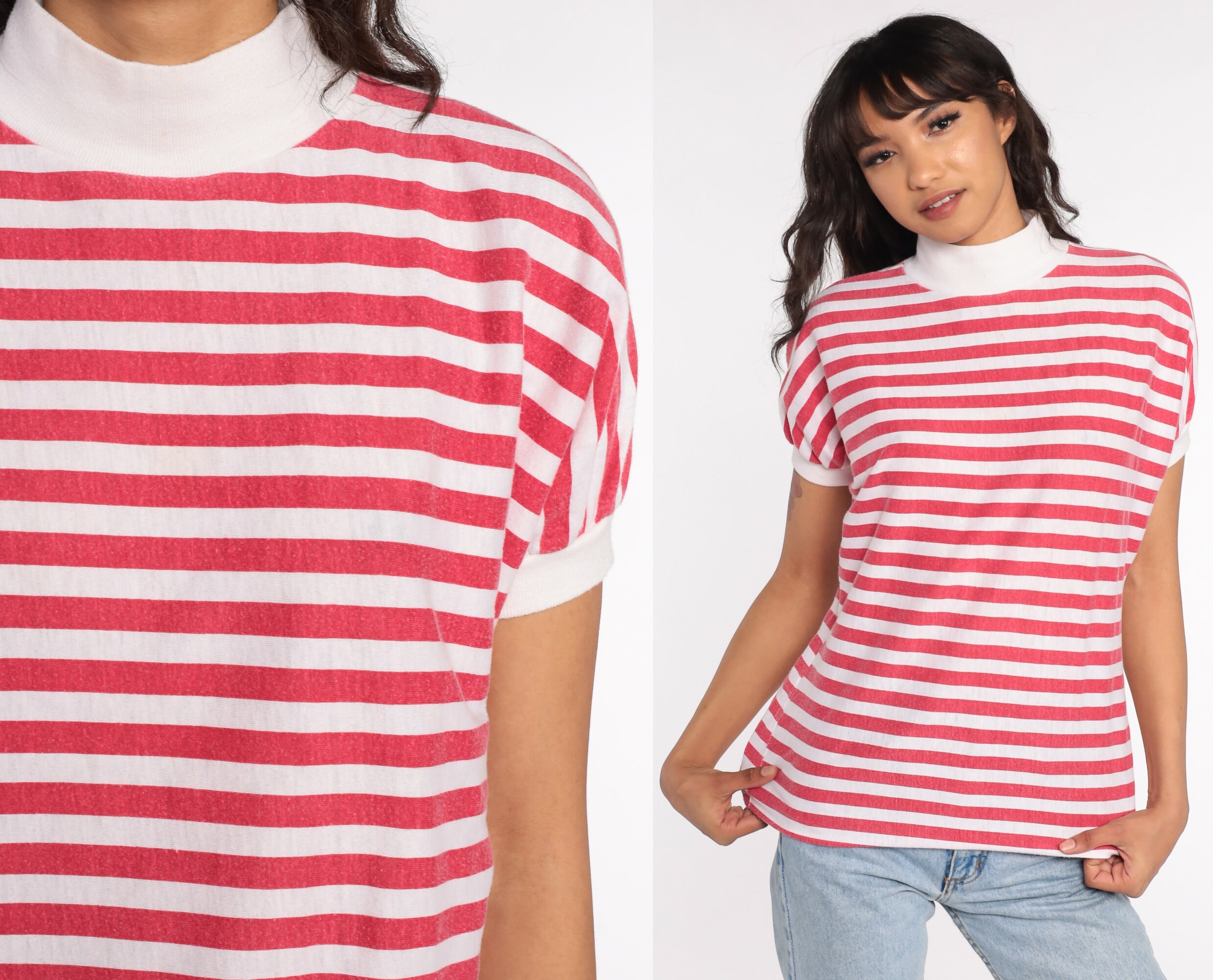 80s STRIPED Shirt Red Striped Shirt 80s 