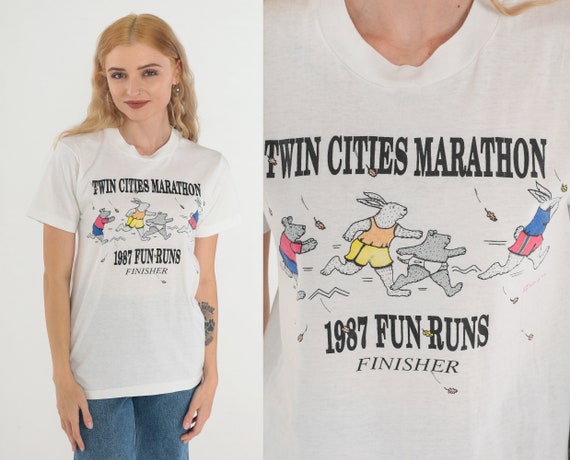 1987 Twin Cities Marathon Shirt 80s Minneapolis Minnesota Running T-Shirt Fun Runs Graphic Tee Runner Tshirt Single Stitch Vintage 1980s XS