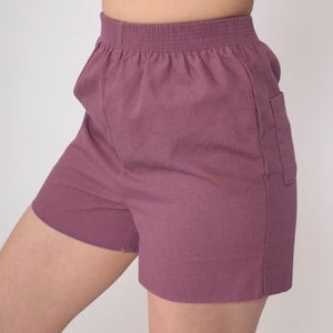 Dusty Purple Gym Shorts 80s Running Shorts Retro High Waisted Plain Jogging Elastic Waist Workout Hiking Cotton Vintage 1980s Extra Small xs
