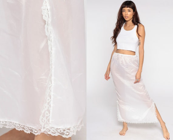 Sheer White Skirt 70s Slip Skirt Hippie Skirt Max… - image 1