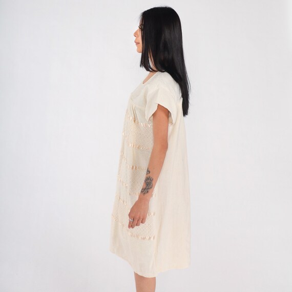 Cream Woven Dress 90s Cotton Midi Dress Mexican K… - image 6