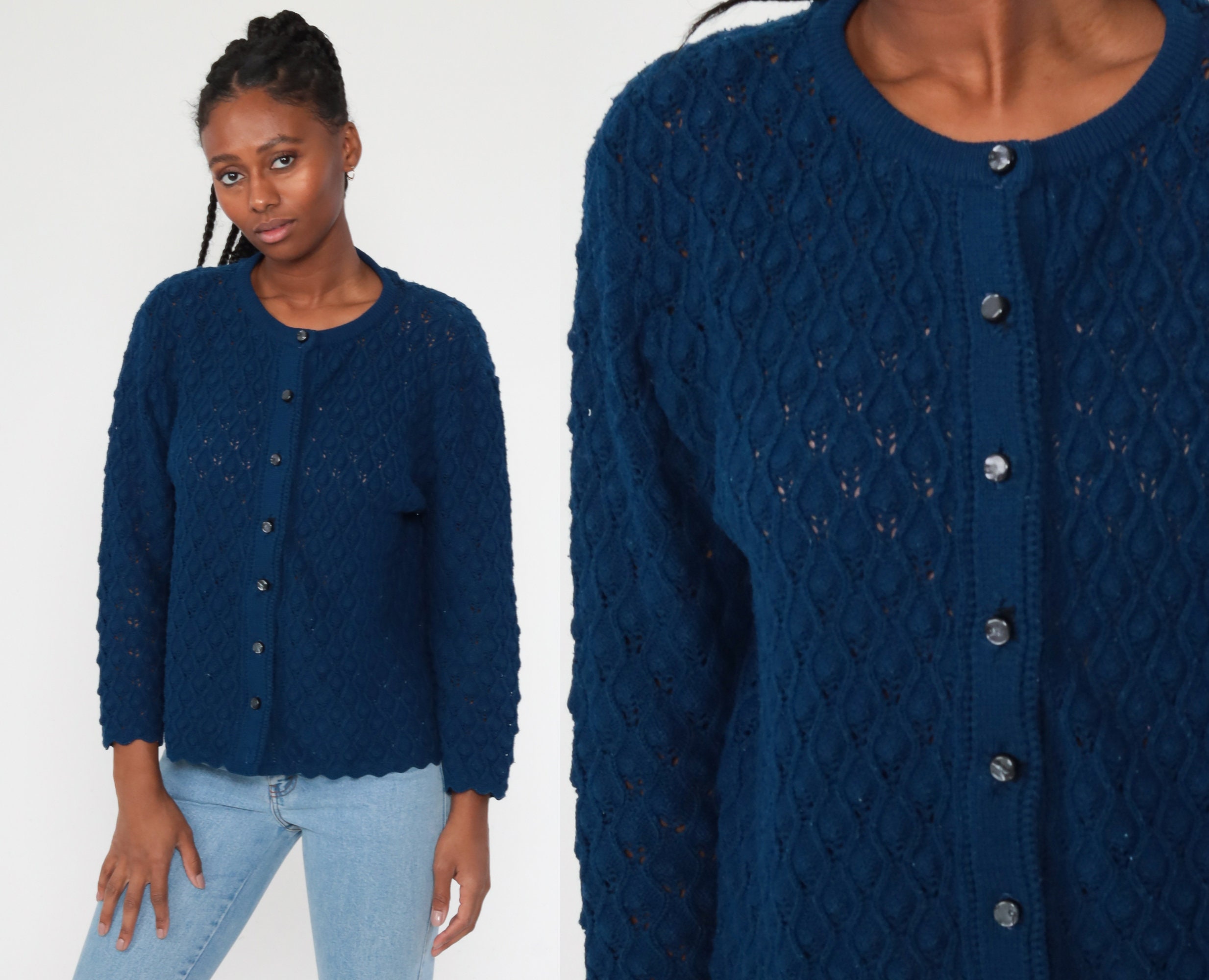 sheer navy cardigan