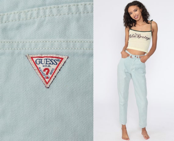 Mint Guess Jeans 90s Mom Jeans High Waist Jeans 80s Skinny Tapered