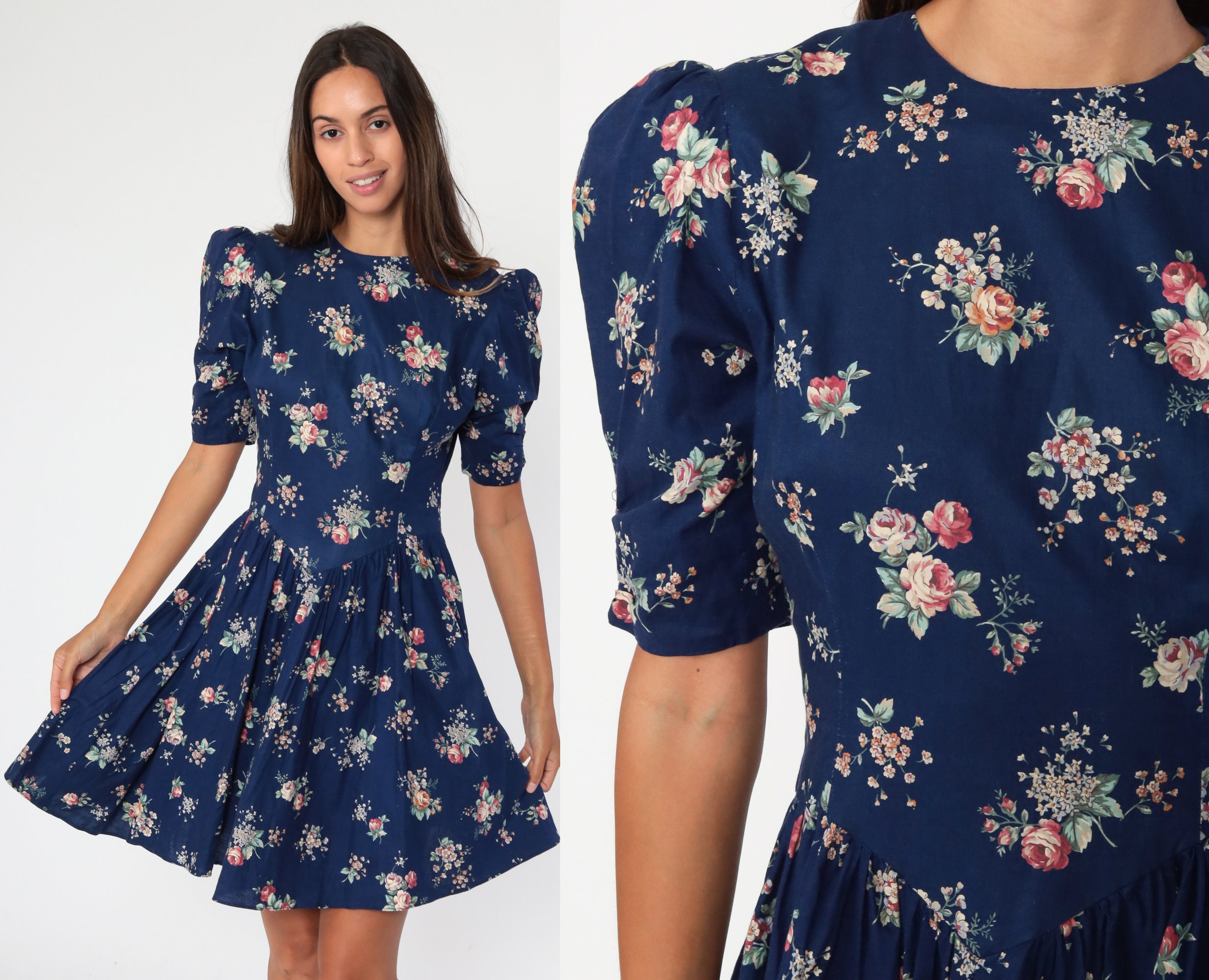 Vintage 80s Floral Short Dress