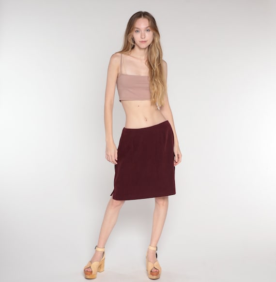 Plum Mini Skirt Y2k Pencil Skirt Retro Plain Simp… - image 2