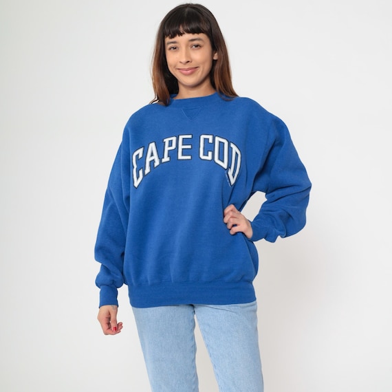 Cape Cod Sweatshirt 90s Blue Crewneck Athletic Vintage Cotton Pullover Long Sleeve Streetwear Preppy Souvenir Massachusetts Extra Large XL
