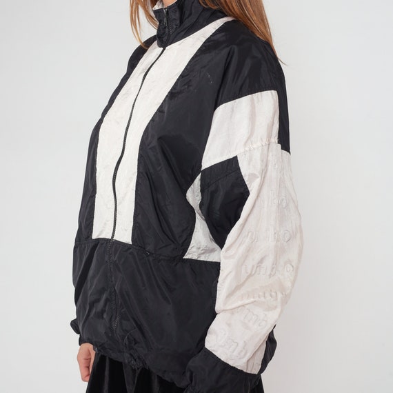 90s Umbro Jacket Black White Zip Up Windbreaker J… - image 5