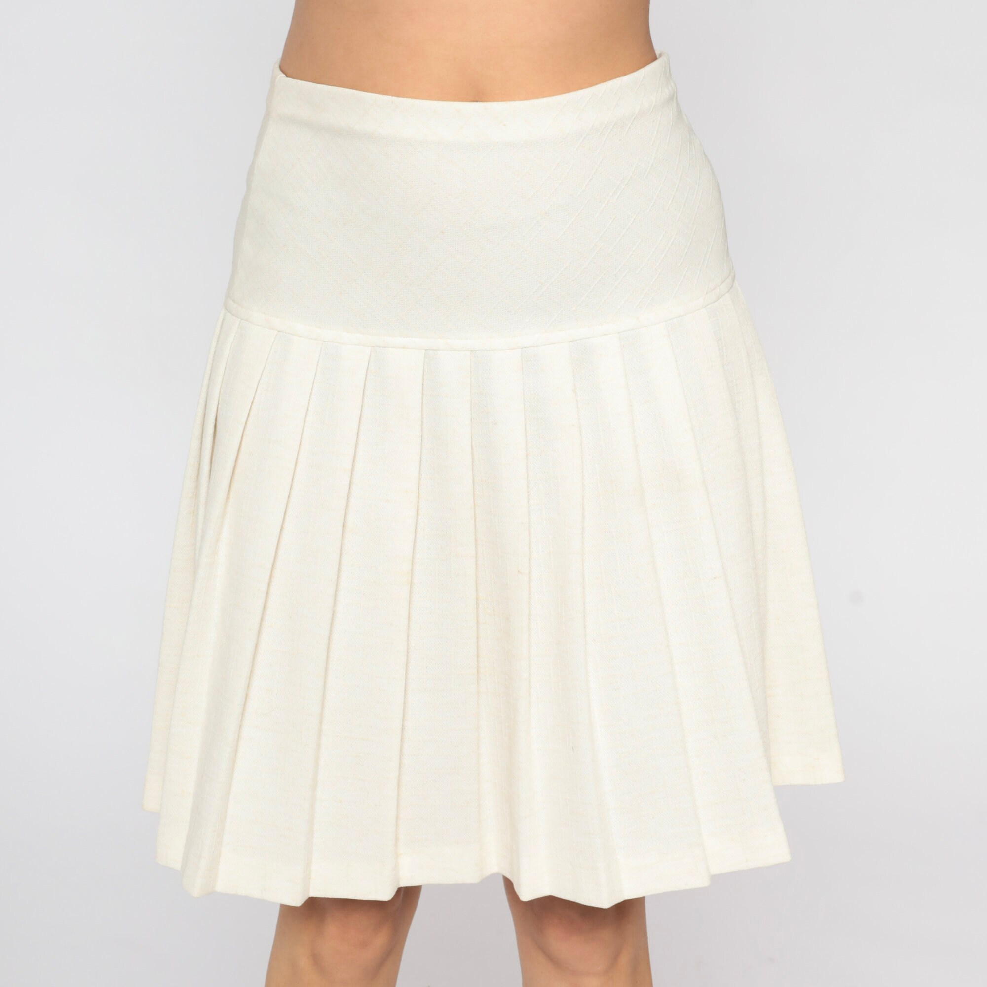 Pleated Mini Skirt 70s Tennis Skirt Off-white High Waist - Etsy