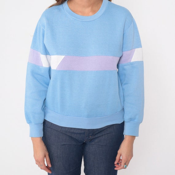 Baby Blue Striped Sweatshirt -- 80s Pastel Sweate… - image 6