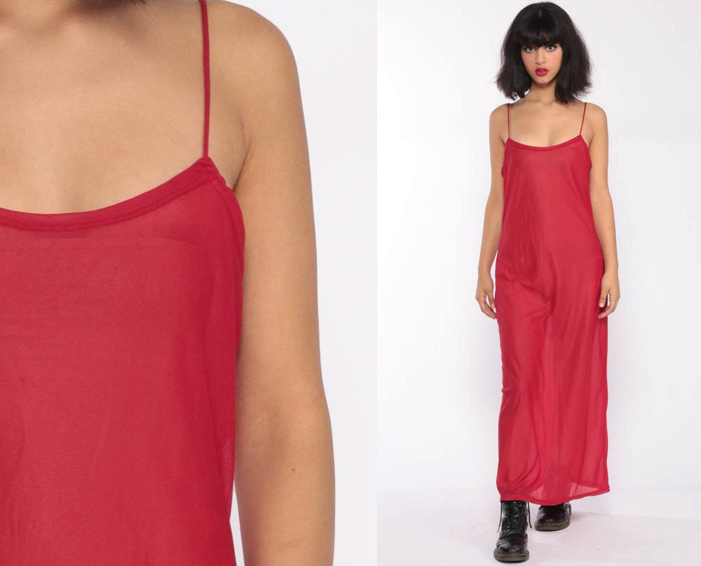 red slip maxi dress