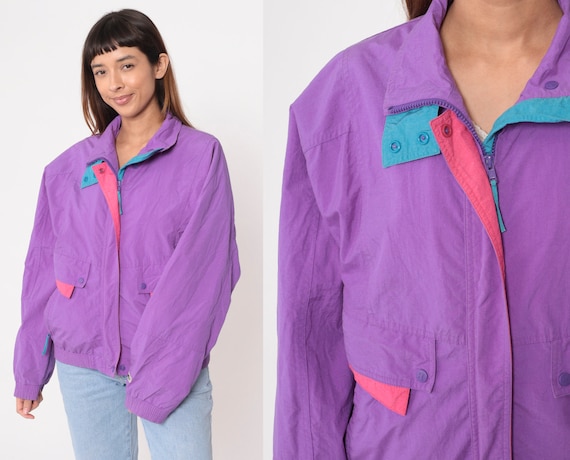 90s Helly Hansen Windbreaker Purple Zip Up Jacket… - image 1