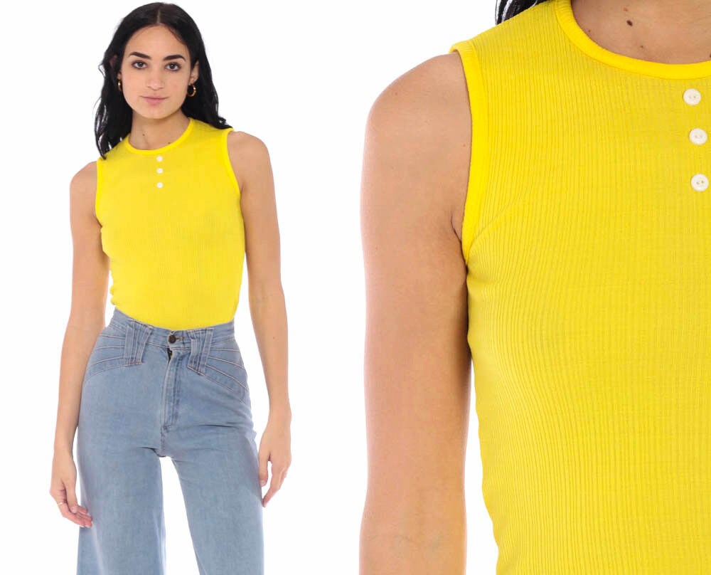 womens yellow sleeveless top