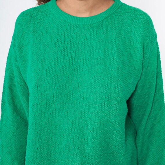 80s Diamond Knit Sweater Green Sweater Slouchy Kn… - image 6