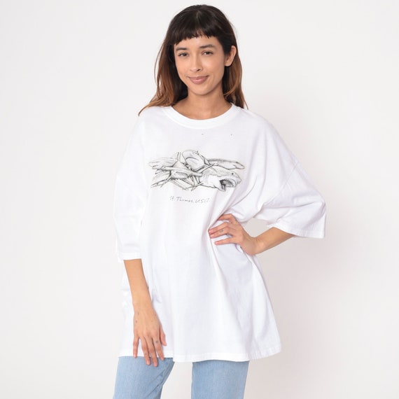 90s Shark T Shirt St Thomas Shirt US Virgin Islands TShirt Vintage Graphic Hammerhead 1990s Under The Sea Distressed White Extra Large xl