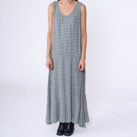 Checkered Jumper Dress 90s Maxi Dress Pinafore Bl… - image 7