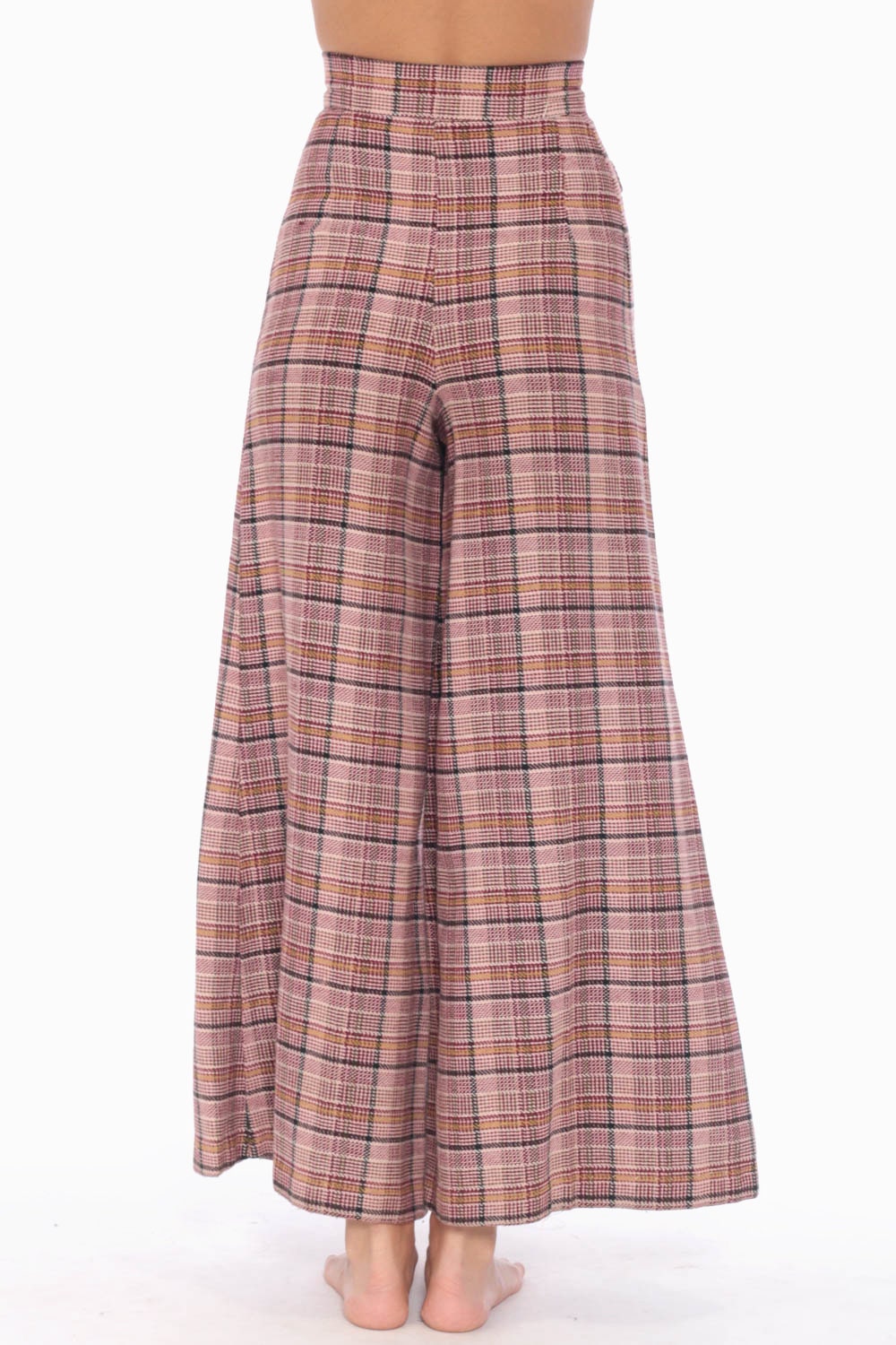 70s Plaid High Waisted Bell Bottoms Trousers Plaid Pants Hippie Tartan High Waisted Flared 1970s