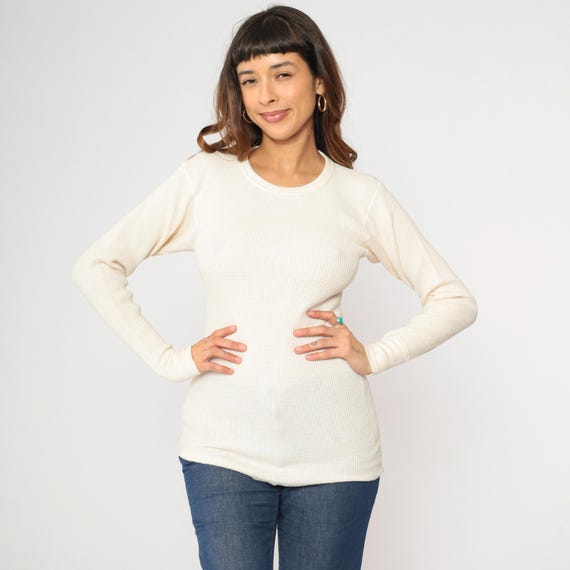 Vintage Cream Thermal Shirt 90s Long Sleeve Undershirt Vintage Cream Thermal Shirt 90s Long Sleeve Undershirt