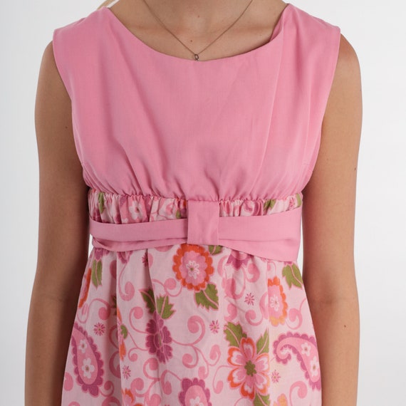 Pink Floral Dress 70s Mod Mini Dress Retro Groovy… - image 5