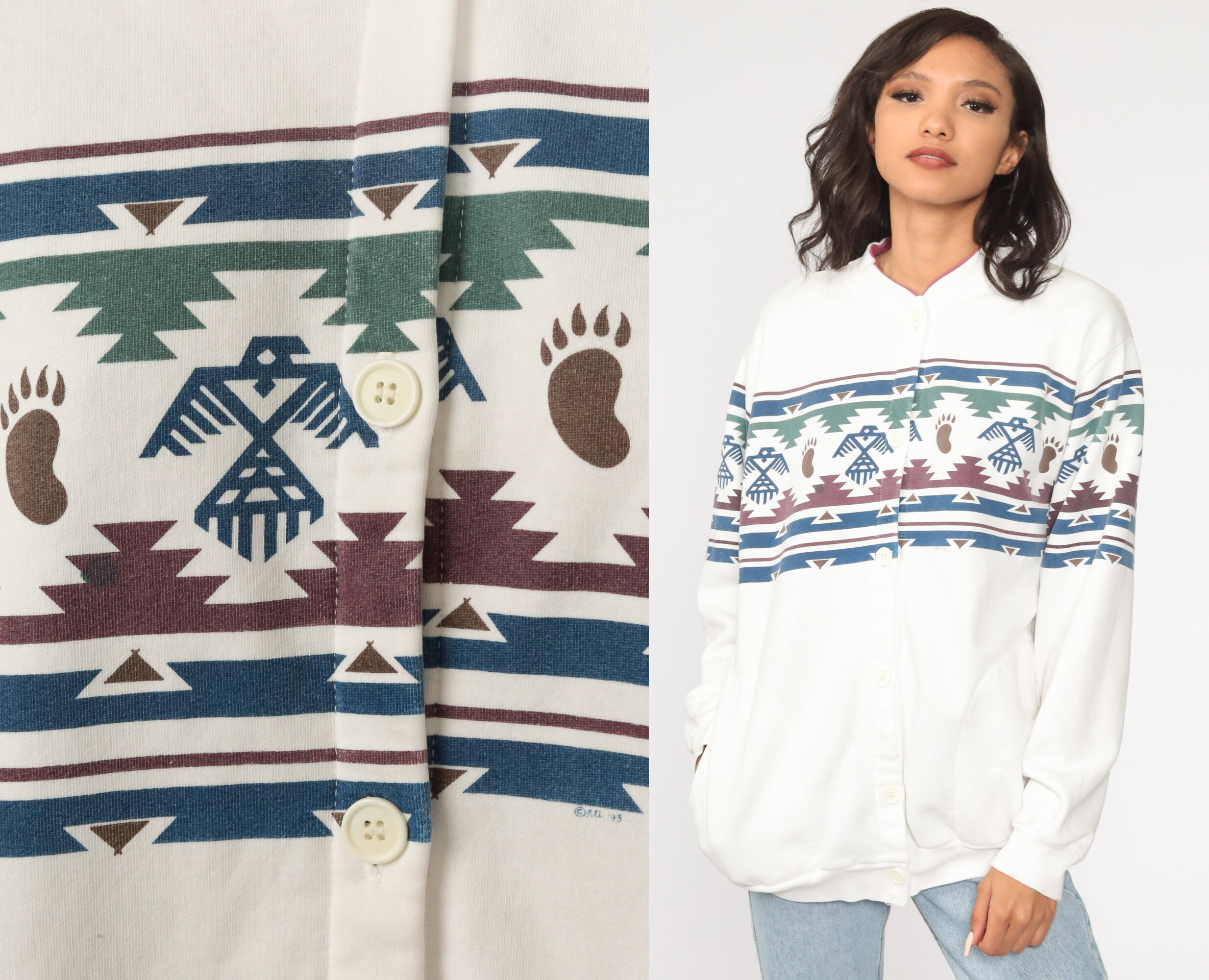 native american print cardigan