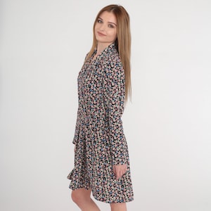90s Mini Dress V Neck Faux Wrap Dress Paisley Floral Dot Print Minidress Summer Black Blue Green Purple Red Vintage 1990s Leslie Fay Medium