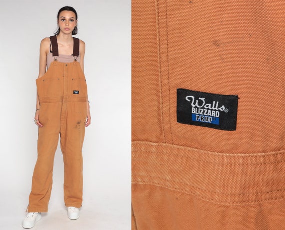Walls Insulated Overalls Y2k Brown Coveralls Blizzard Pruf Workwear Baggy Bib Pants Work Wear Long Retro Dungarees Vintage 00s Mens Large L