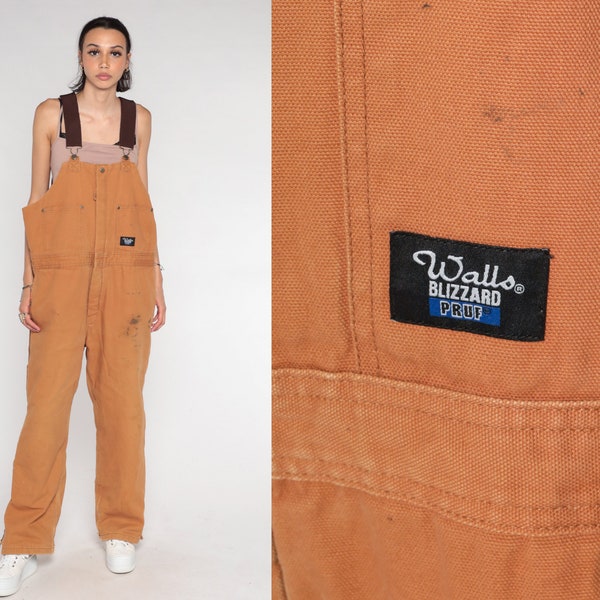 Walls Insulated Overalls Y2k Brown Coveralls Blizzard Pruf Workwear Baggy Bib Pants Work Wear Long Retro Dungarees Vintage 00s Mens Large L