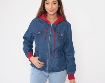 Vintage Gap Denim Jacket XL Mens 90s Blue Trucker Hooded Red - Etsy