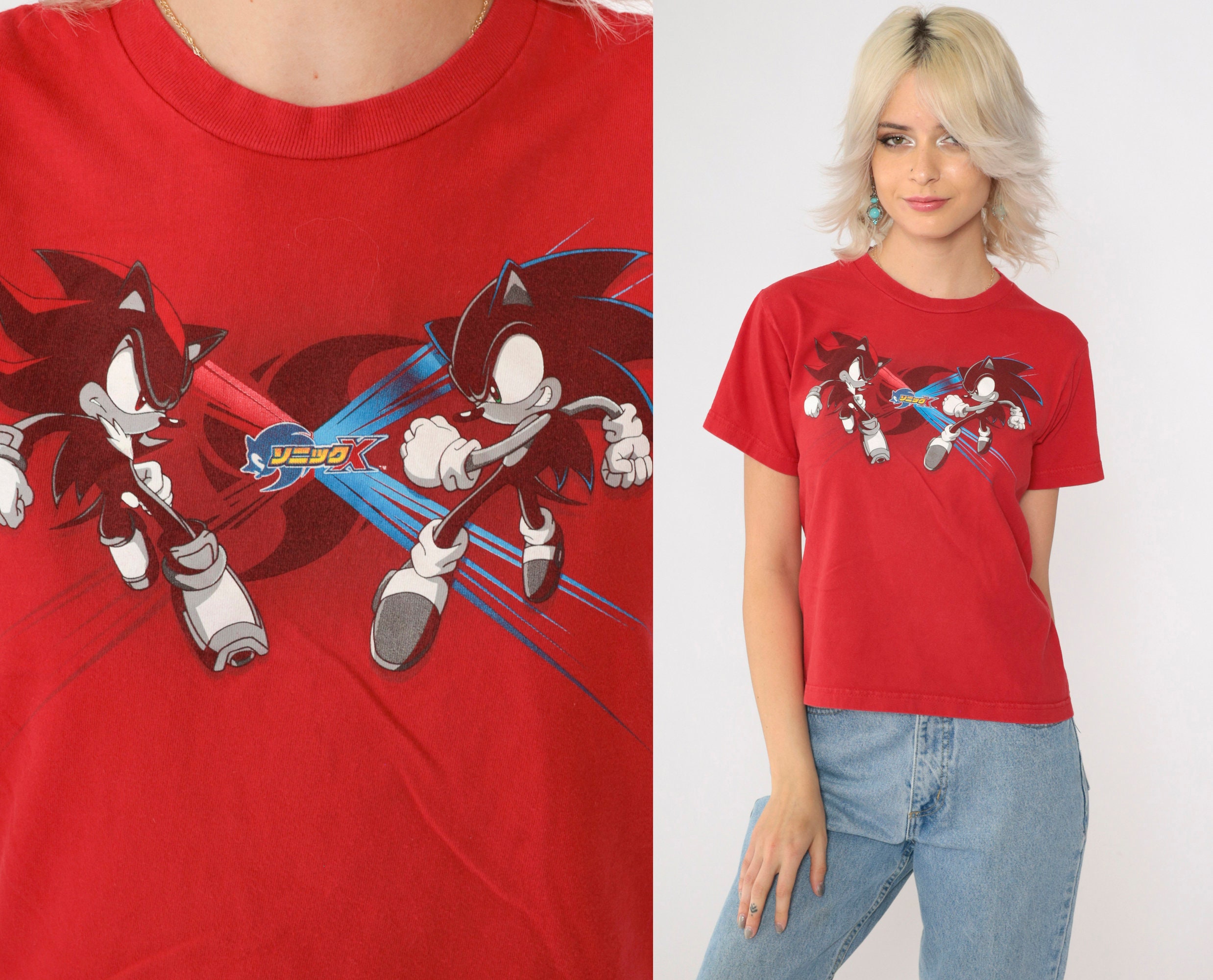 ソニックTシャツ　SONIC T-shirts 00s Vintage 2000s Sonic X Shirt Sonic the Hedgehog Shadow Red Graphic