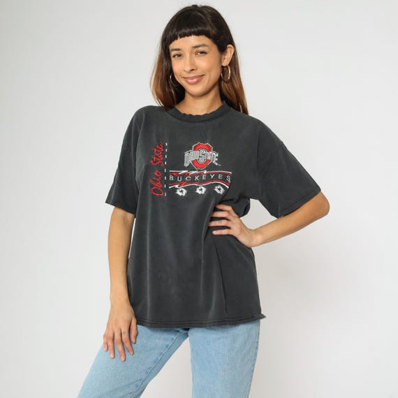 Vintage Ohio State Buckeyes Shirt XL 90s University T Shirt Faded Black College Embroidered Graphic Tee Sports Retro 1990s Extra Large