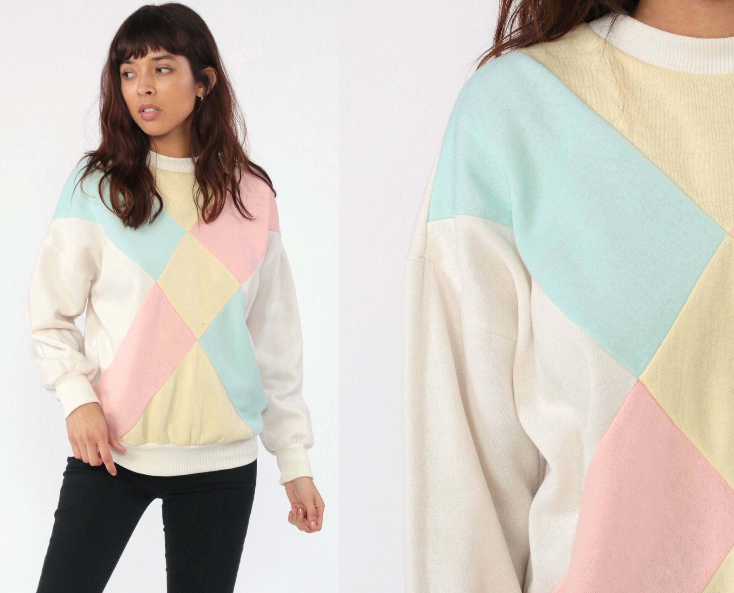 Pastel Color Block Sweatshirt Baby Pink 