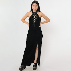 90s split prom dress 90S Split Prom Dress,Vintage Blue and Black Party Dress