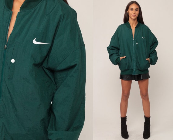 Nike Windbreaker Jacket Shell Zip Jacket Streetwear Coat Green Jacket Vintage Retro Sports Extra Large xl