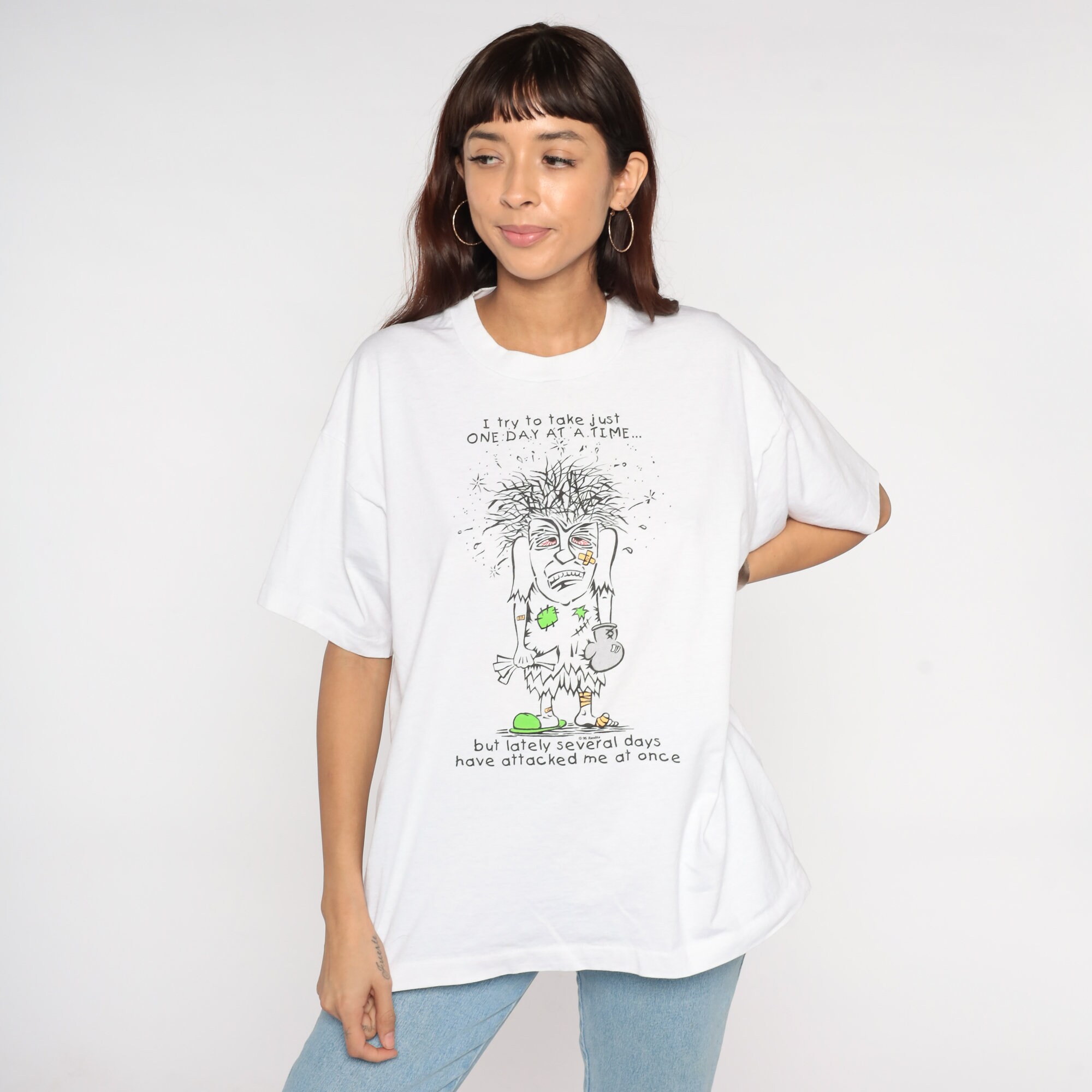One Day At A Time Shirt Funny 90s T Shirt Vintage Grumpy Graphic 